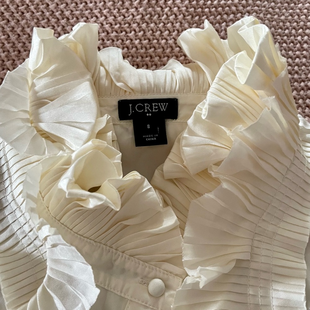 J.Crew Womens Cream Blouse tee Size 8 - Picture 2 of 5